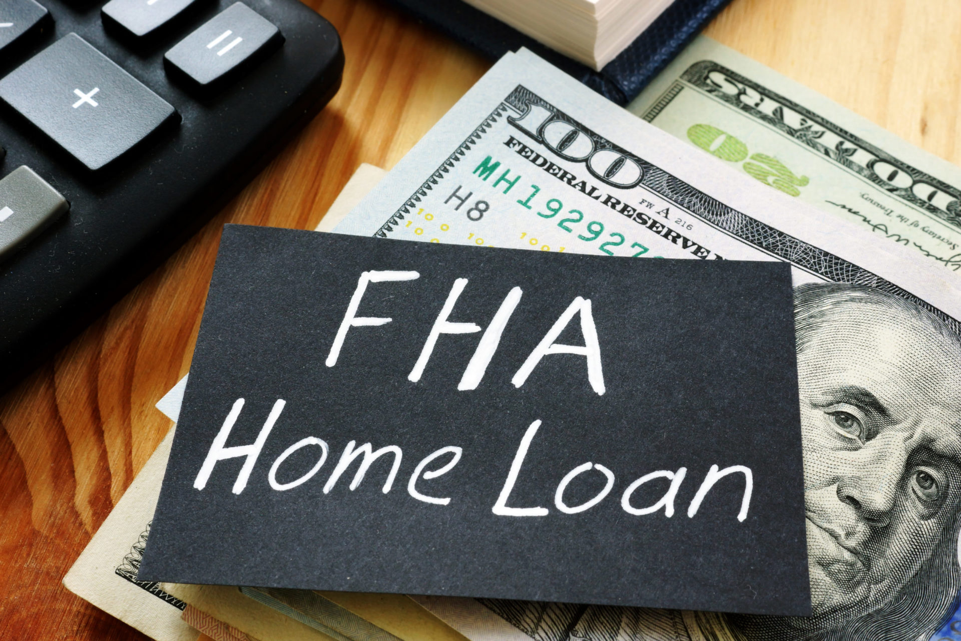 Text sign showing hand written words FHA Home loan